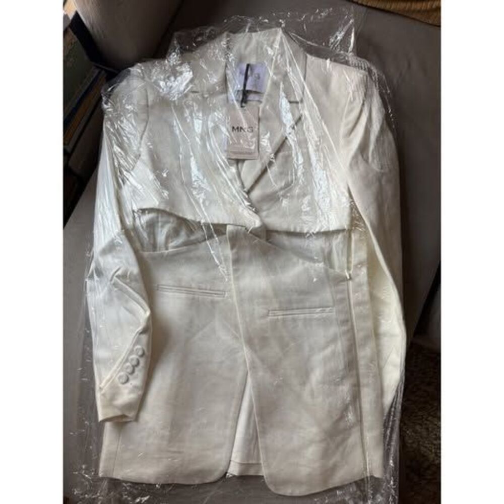 Mango Selection Ecru Cut-Out Linen Blend Blazer NWT Size S